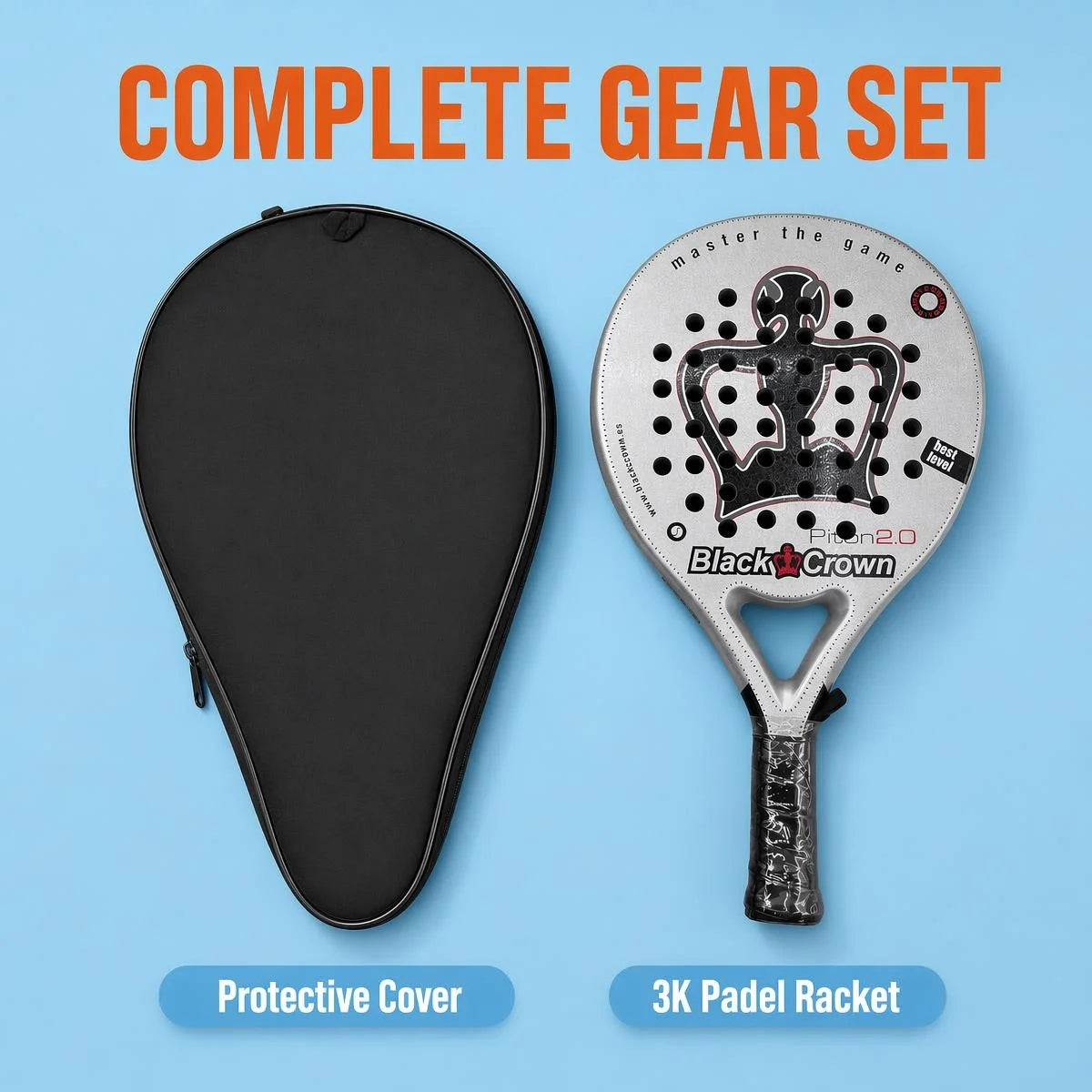 Raquette de Padel 3K Carbone – Avec Housse de Protection